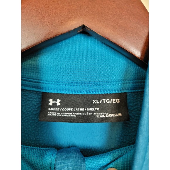Under Armour Men's Size X-Large Coldgear 1/4 Zip Pullover Jacket Teal Loose - Picture 2 of 4